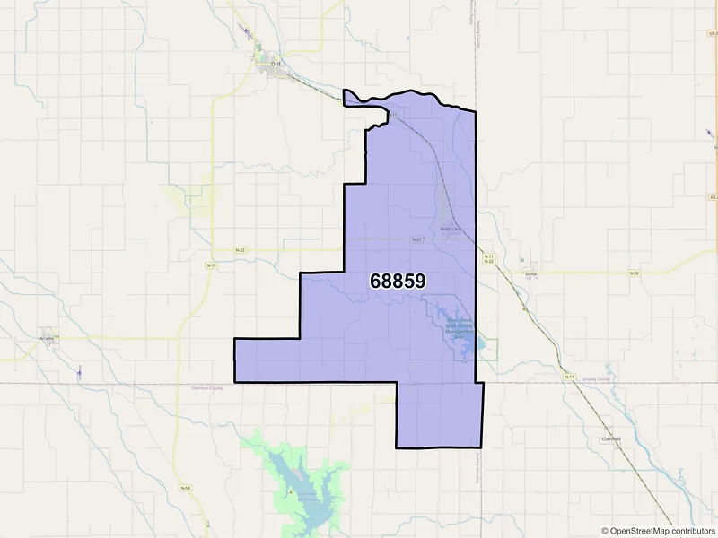 Map of ZIP Code 68859 — North Loup, NE
