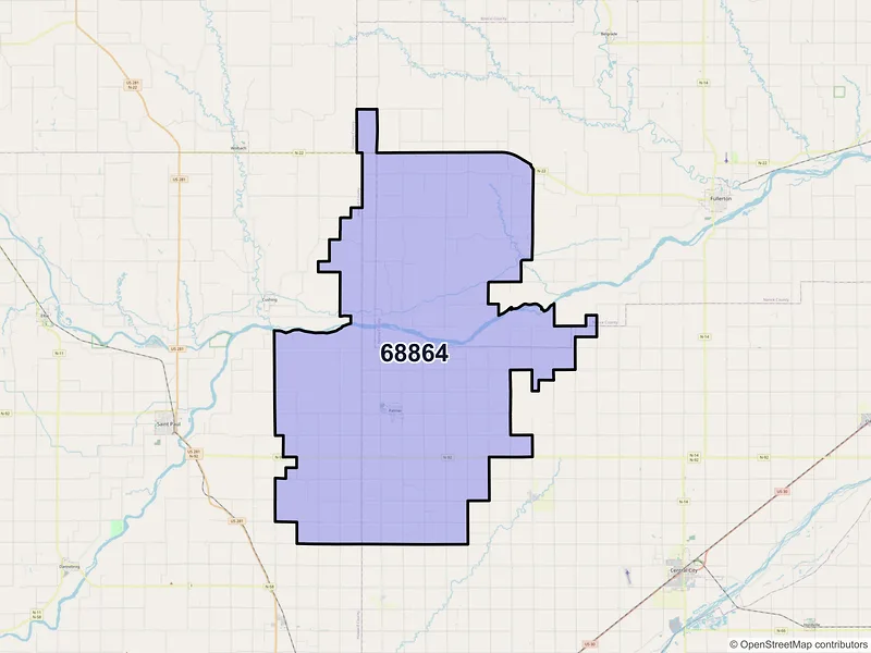Map of ZIP Code 68864 — Palmer, NE