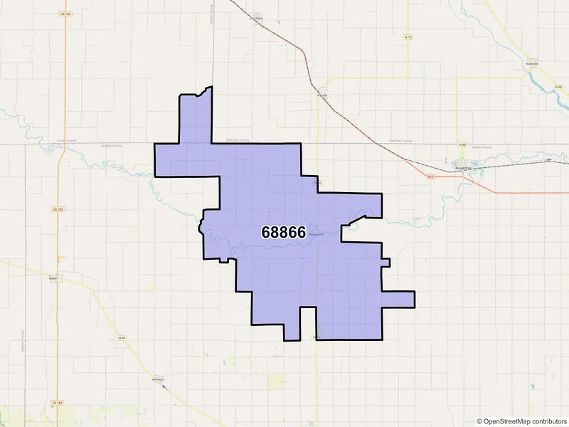 Map of ZIP Code 68866 — Pleasanton, NE