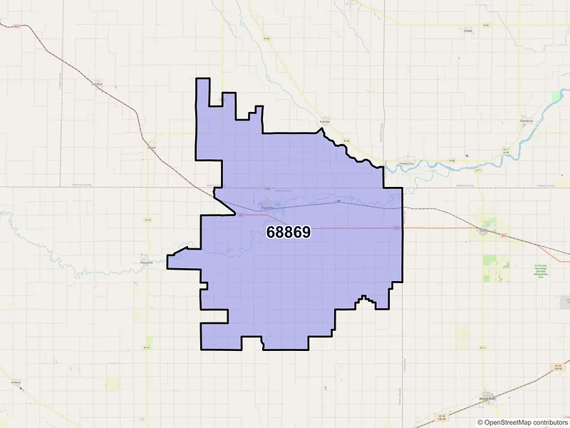 Map of ZIP Code 68869 — Ravenna, NE
