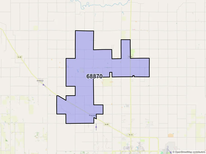Map of ZIP Code 68870 — Riverdale, NE