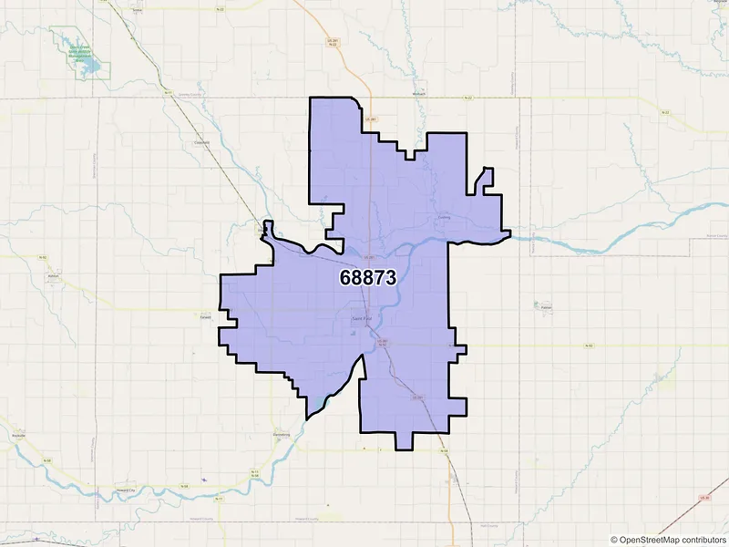 Map of ZIP Code 68873 — Saint Paul, NE
