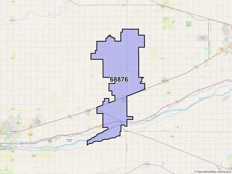 Map of ZIP Code 68876 — Shelton, NE