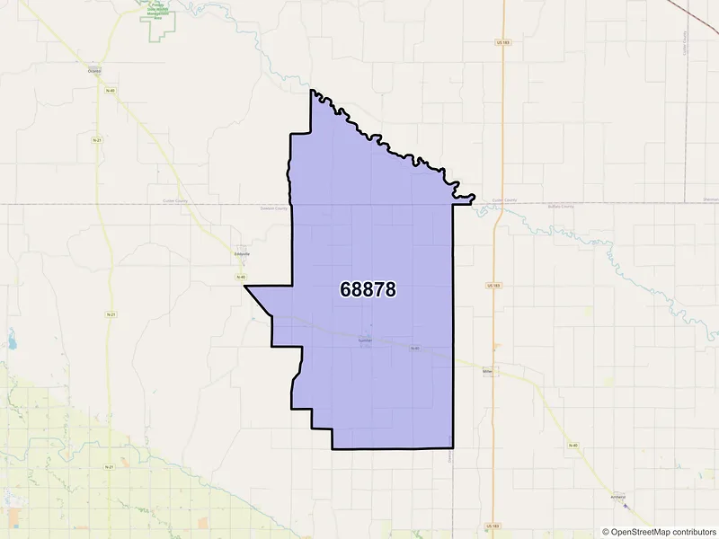 Map of ZIP Code 68878 — Sumner, NE