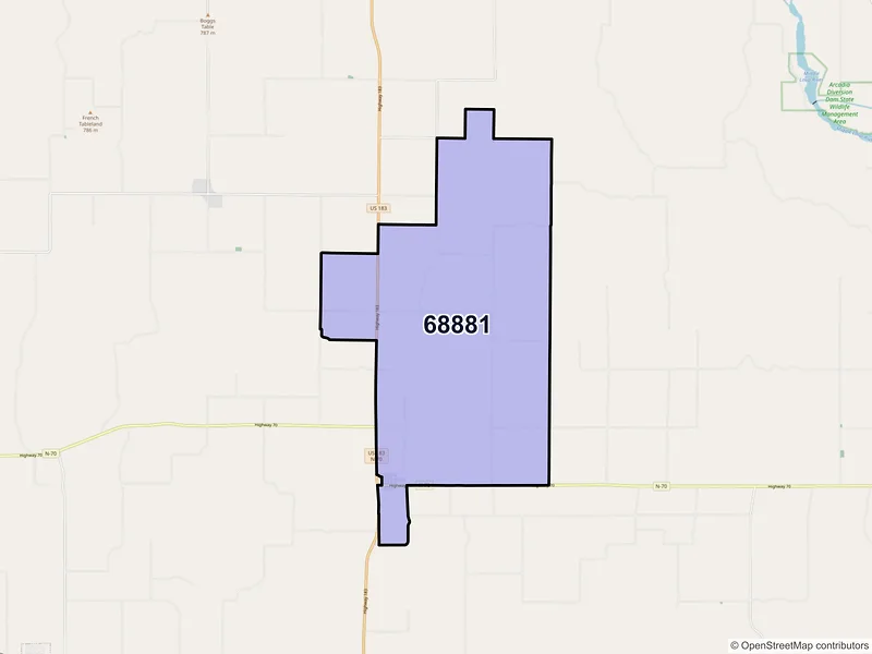 Map of ZIP Code 68881 — Westerville, NE