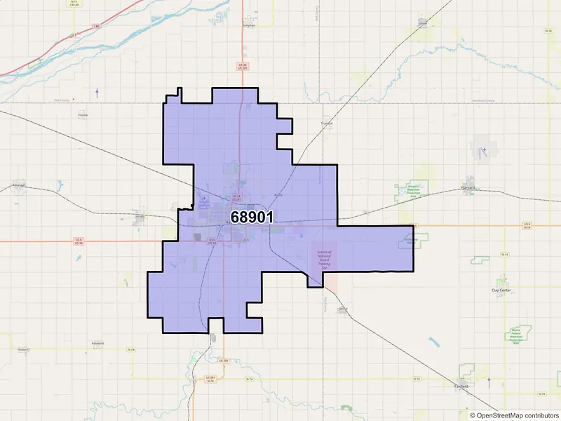 Map of ZIP Code 68901 — Hastings, NE