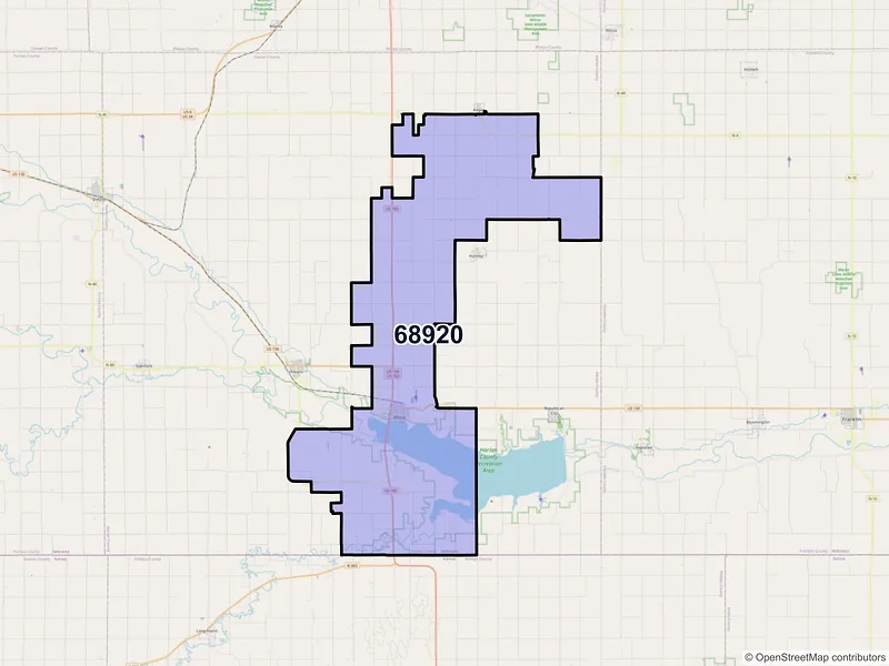Map of Alma, Nebraska and ZIP codes