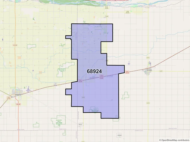 Map of ZIP Code 68924 — Axtell, NE