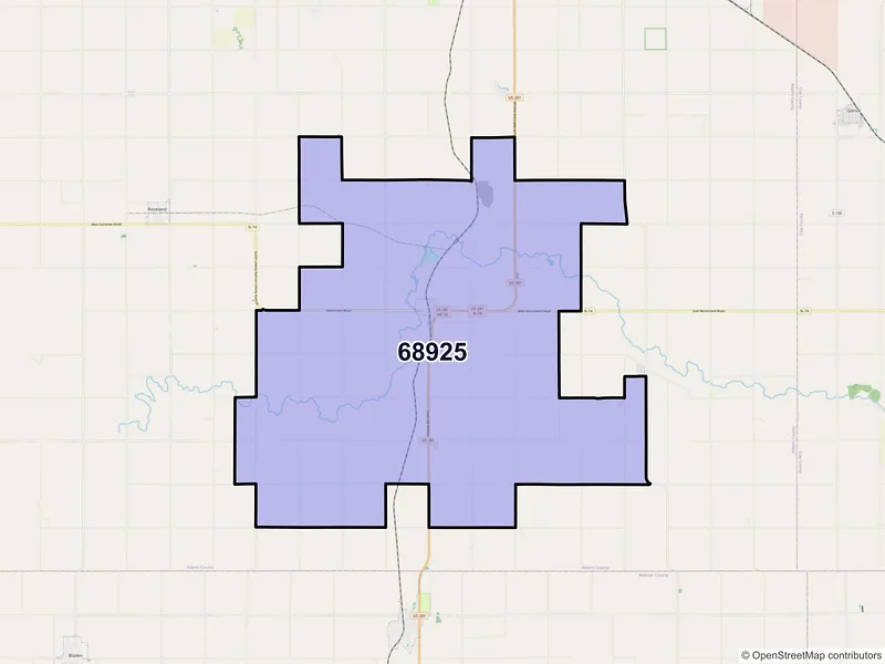 Map of Ayr, Nebraska and ZIP codes