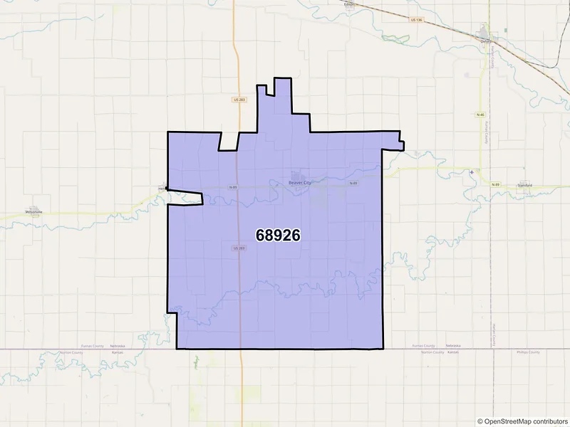 Map of ZIP Code 68926 — Beaver City, NE