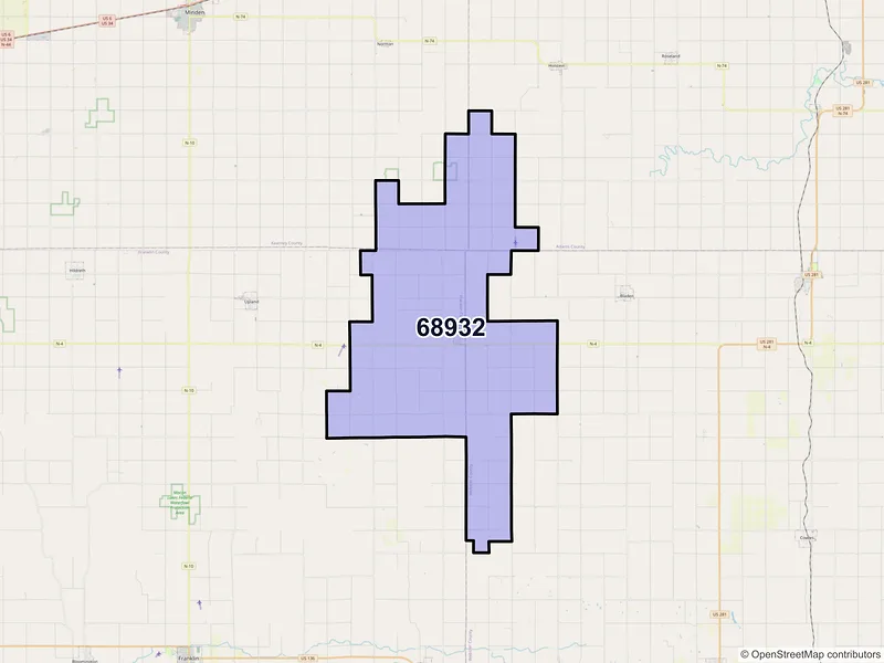 Map of ZIP Code 68932 — Campbell, NE