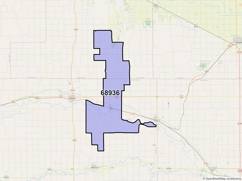 Map of ZIP Code 68936 — Edison, NE