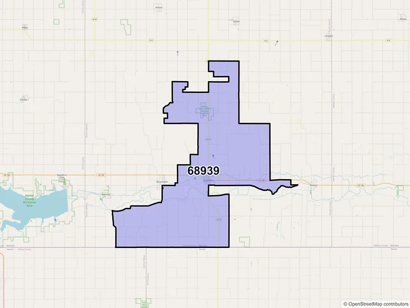 Map of ZIP Code 68939 — Franklin, NE