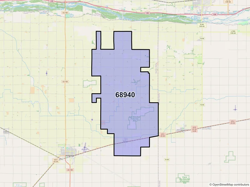 Map of ZIP Code 68940 — Funk, NE