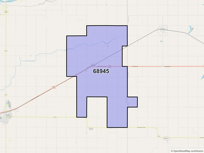 Map of ZIP Code 68945 — Heartwell, NE