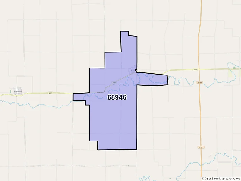 Map of ZIP Code 68946 — Hendley, NE