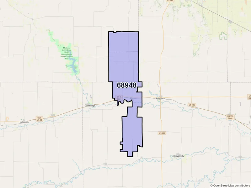 Map of ZIP Code 68948 — Holbrook, NE
