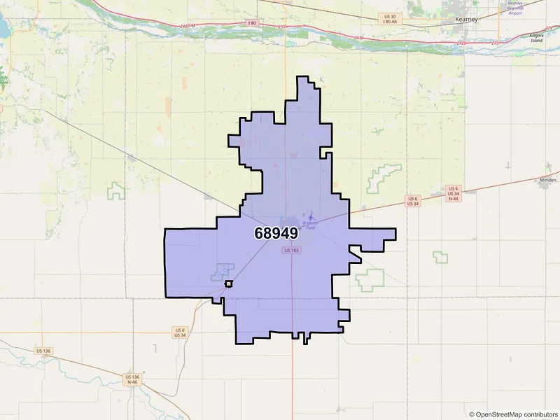 Map of ZIP Code 68949 — Holdrege, NE