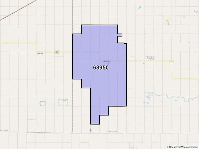 Map of ZIP Code 68950 — Holstein, NE