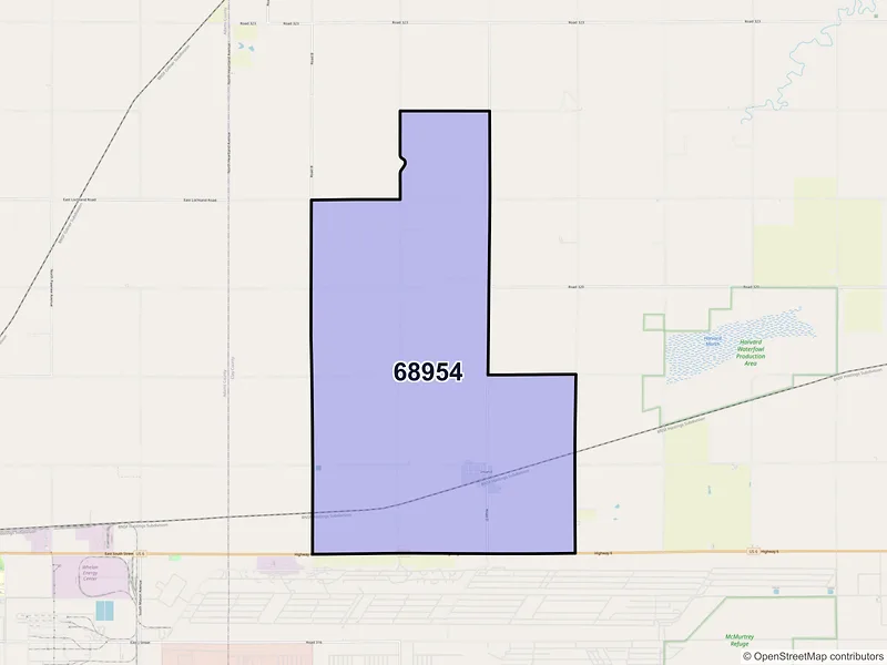 Map of ZIP Code 68954 — Inland, NE
