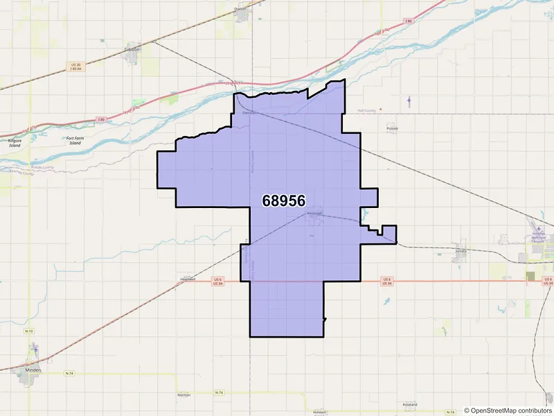Map of ZIP Code 68956 — Kenesaw, NE