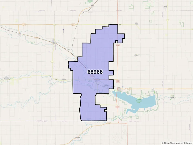 Map of Orleans, Nebraska and ZIP codes