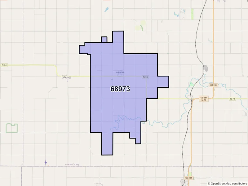 Map of ZIP Code 68973 — Roseland, NE