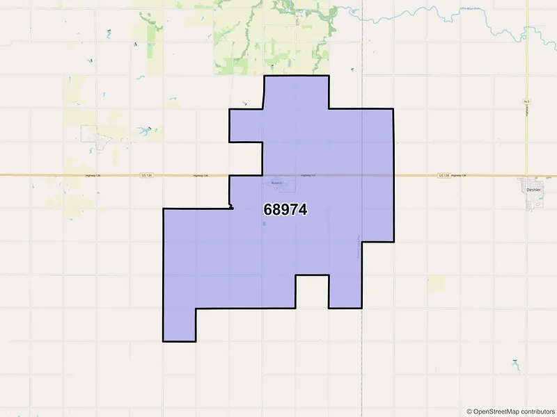 Map of Ruskin, Nebraska and ZIP codes