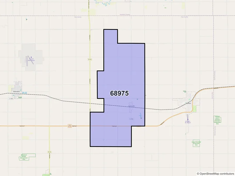 Map of ZIP Code 68975 — Saronville, NE