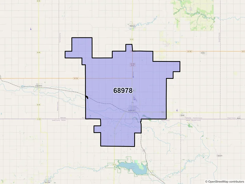 Map of ZIP Code 68978 — Superior, NE