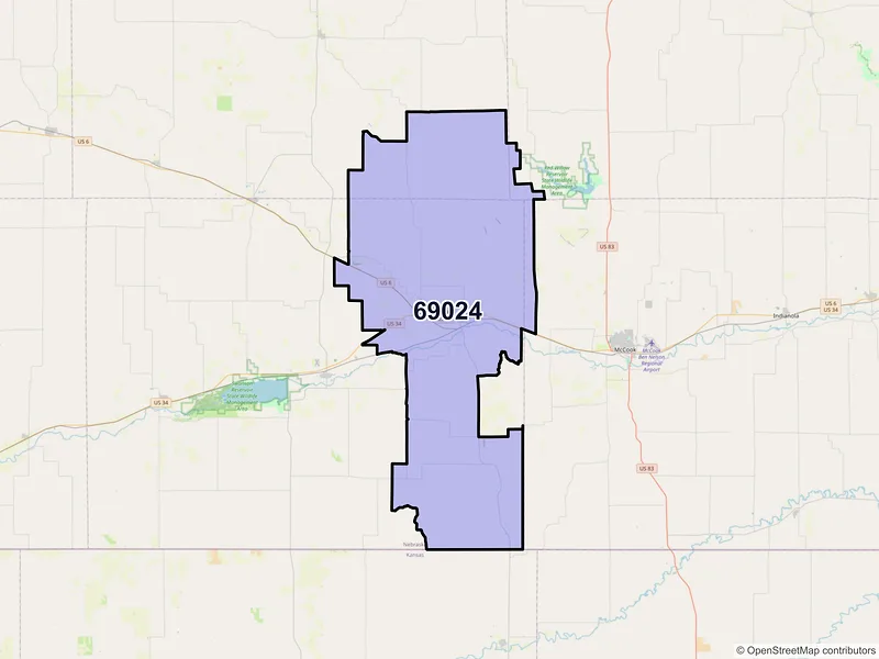 Map of ZIP Code 69024 — Culbertson, NE