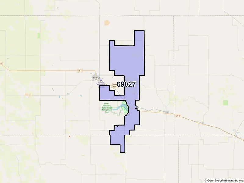 Map of ZIP Code 69027 — Enders, NE