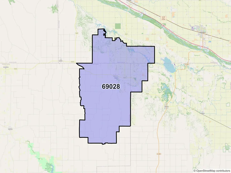 Map of Eustis, Nebraska and ZIP codes