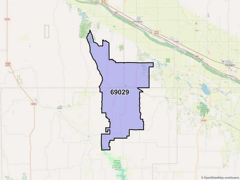 Map of ZIP Code 69029 — Farnam, NE