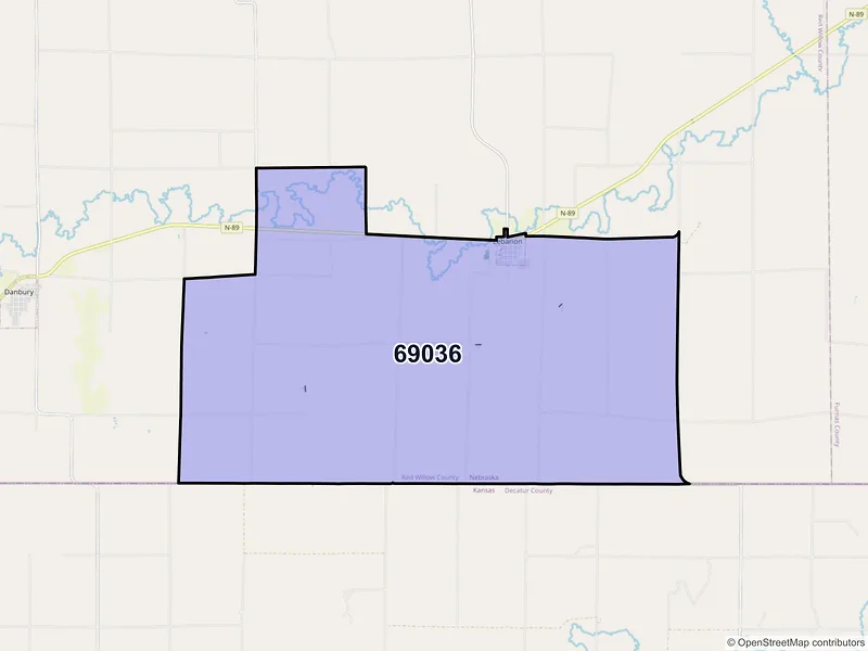 Map of ZIP Code 69036 — Lebanon, NE