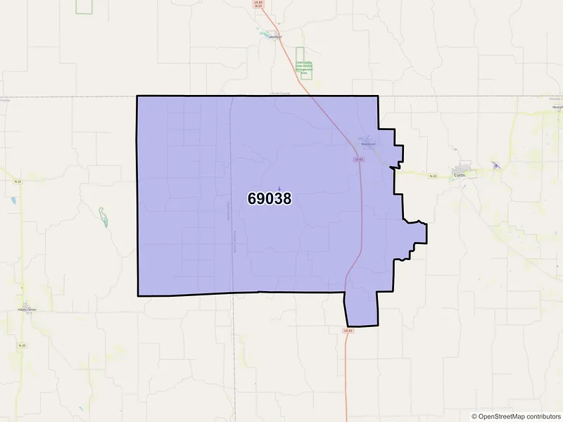 Map of ZIP Code 69038 — Maywood, NE