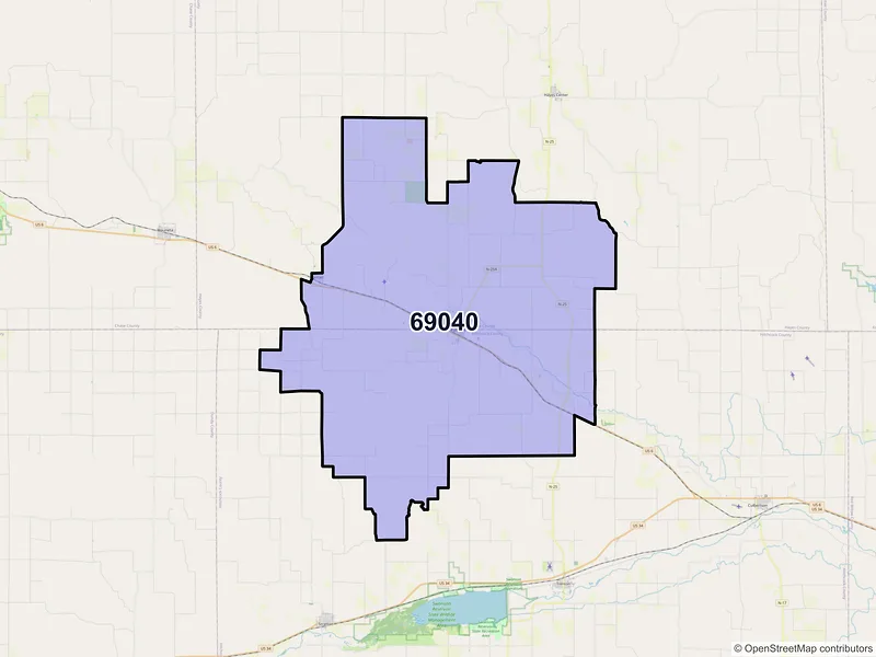 Map of ZIP Code 69040 — Palisade, NE