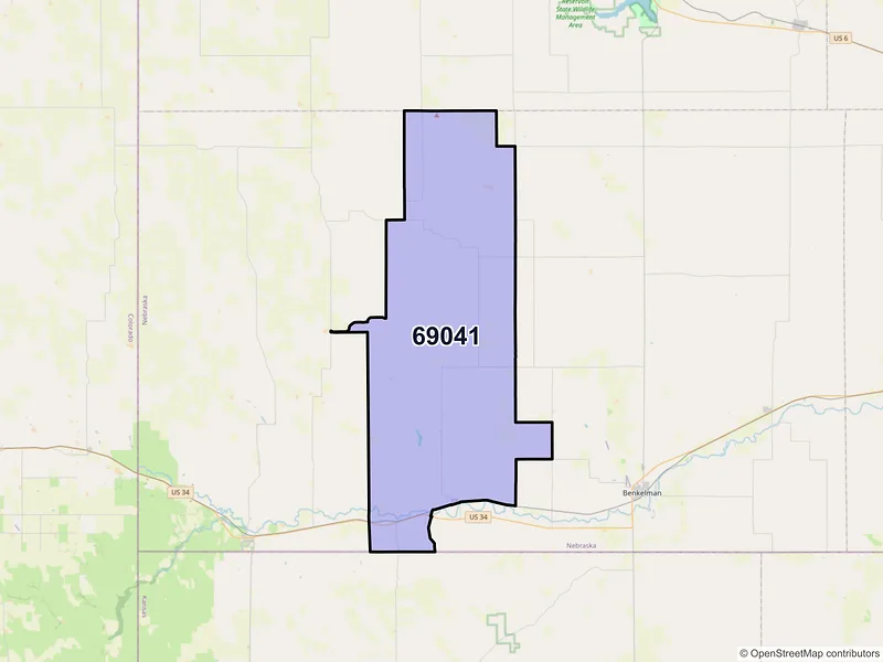 Map of ZIP Code 69041 — Parks, NE