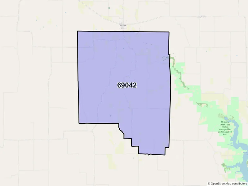 Map of ZIP Code 69042 — Stockville, NE