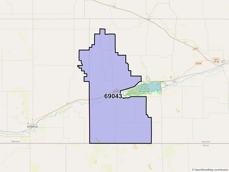 Map of ZIP Code 69043 — Stratton, NE
