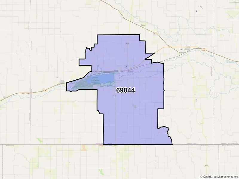 Map of ZIP Code 69044 — Trenton, NE