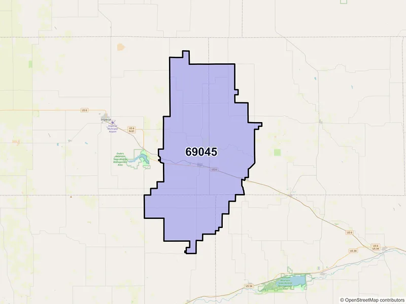 Map of ZIP Code 69045 — Wauneta, NE