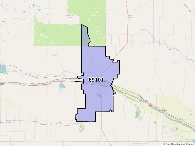 Map of ZIP Code 69101 — North Platte, NE