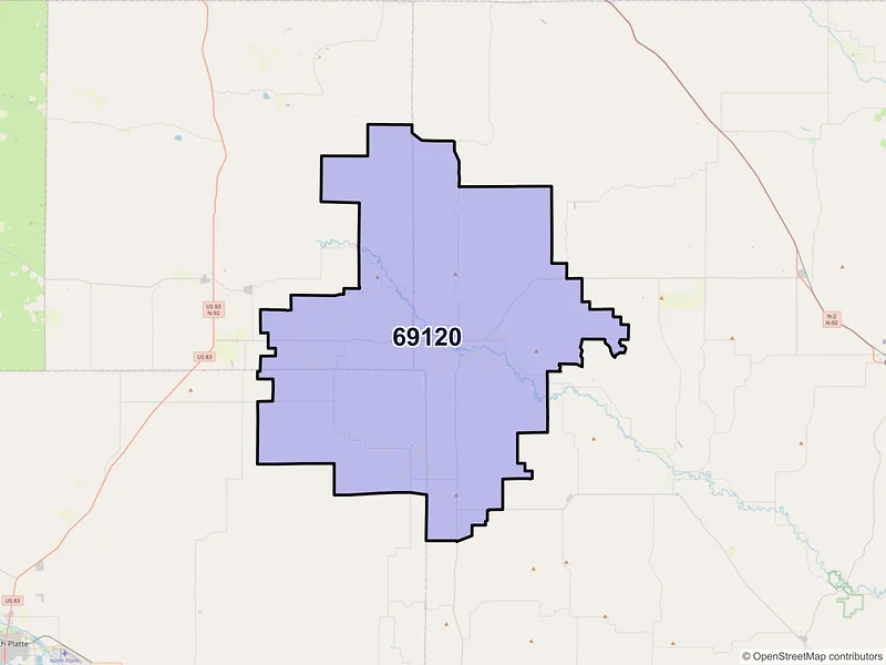 Map of Arnold, Nebraska and ZIP codes