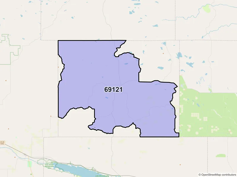Map of ZIP Code 69121 — Arthur, NE