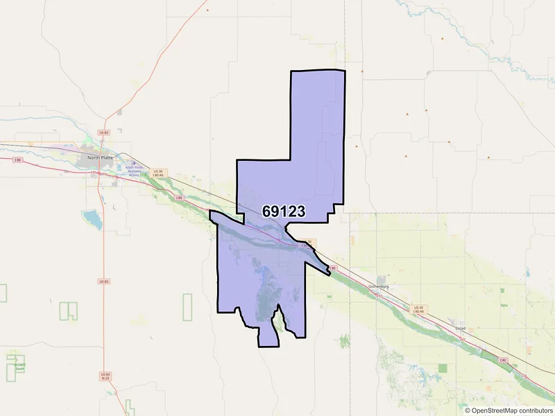 Map of ZIP Code 69123 — Brady, NE