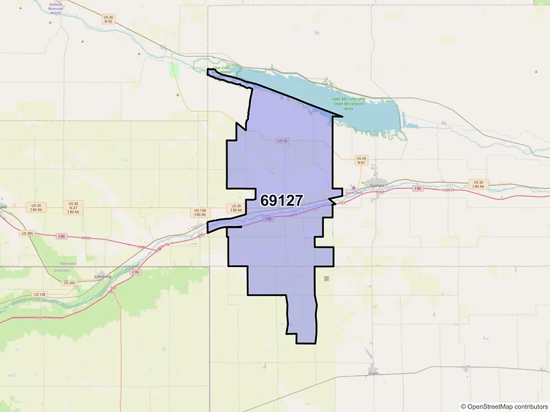Map of ZIP Code 69127 — Brule, NE