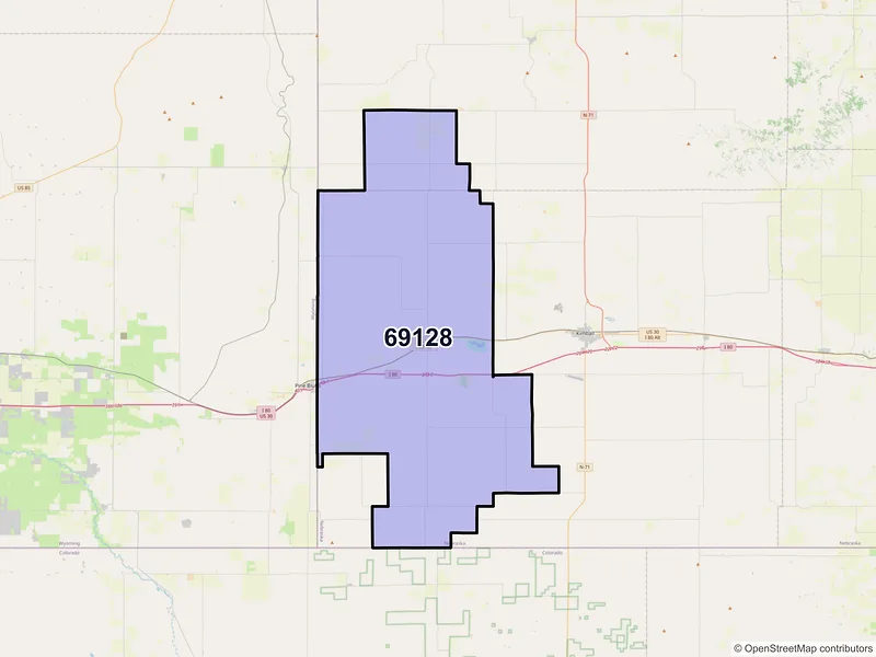 Map of ZIP Code 69128 — Bushnell, NE