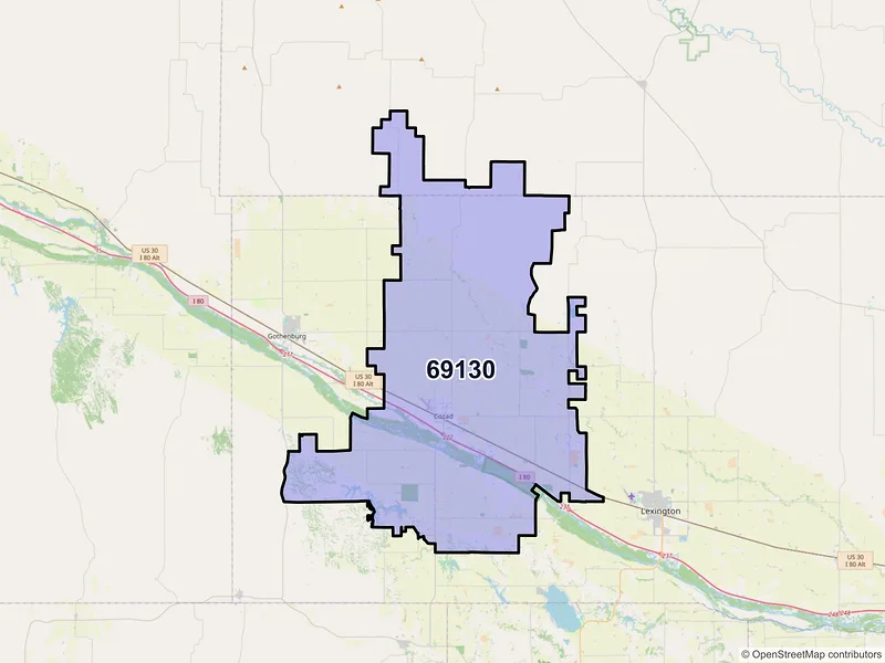 Map of ZIP Code 69130 — Cozad, NE