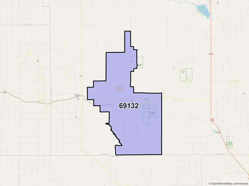 Map of ZIP Code 69132 — Dickens, NE